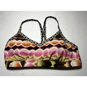 ATHLETA Athletic Workout Sports Bra Size 2 Padded Multi Colors Geometric Pattern